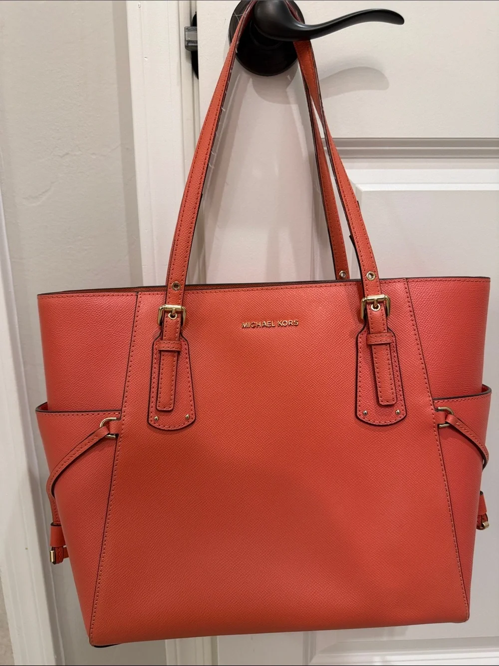 Michael Kors Coral-Red Saffiano Leather Tote